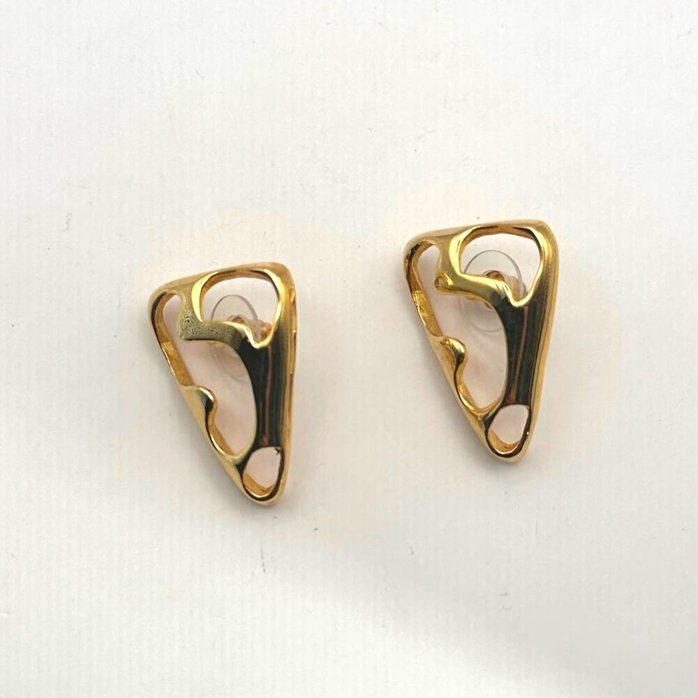 Sculptural Jewelry Gold tone Earrings Modern Contemporary Oversized Casual